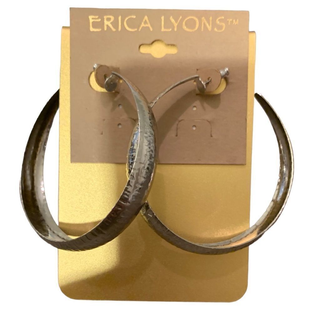 Erica Lyons silver tone hoop earrings. NWT